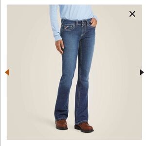 Ariat Women's FR Mid-Rise Blue Boot Cut Work Jeans Sz 31R